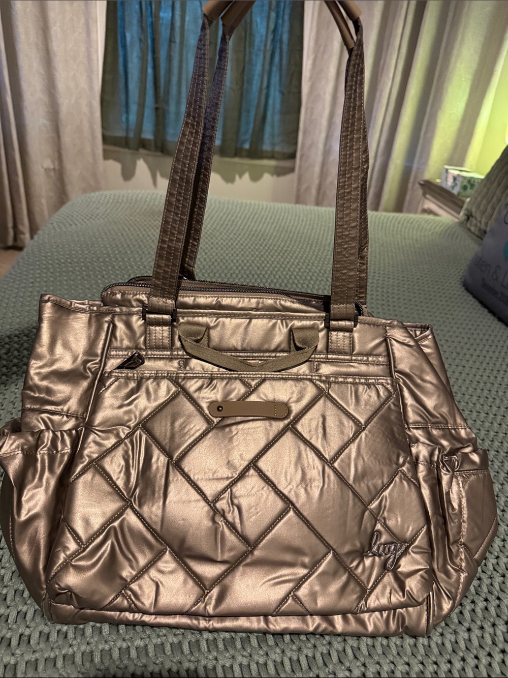 lug Metallic Quilted Tote in Rose Bronze